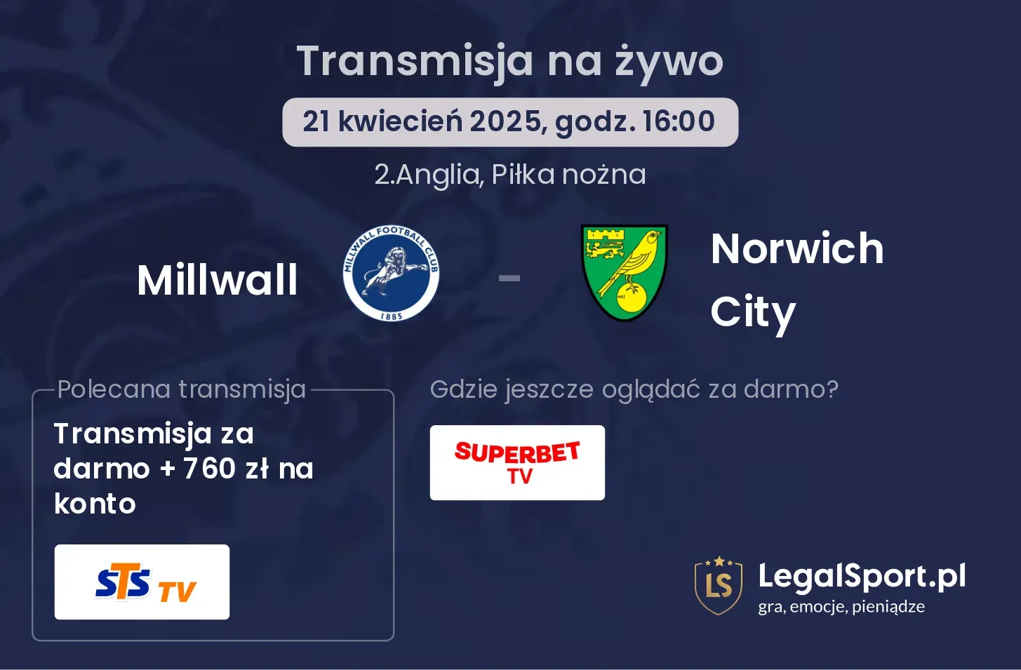 Millwall - Norwich City gdzie oglądać?