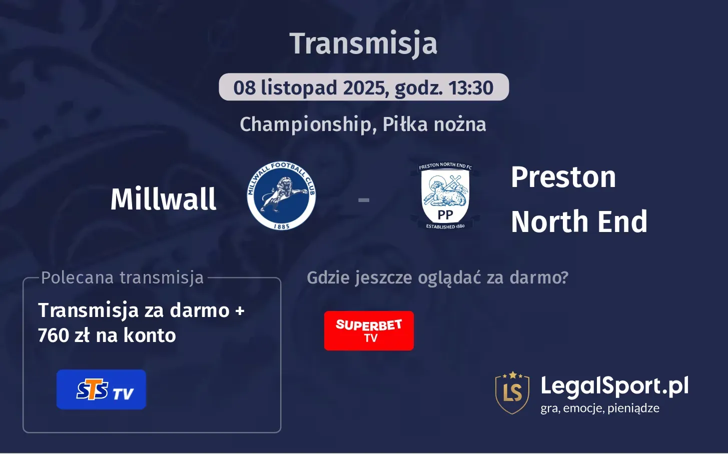 Millwall - Preston North End Transmisje