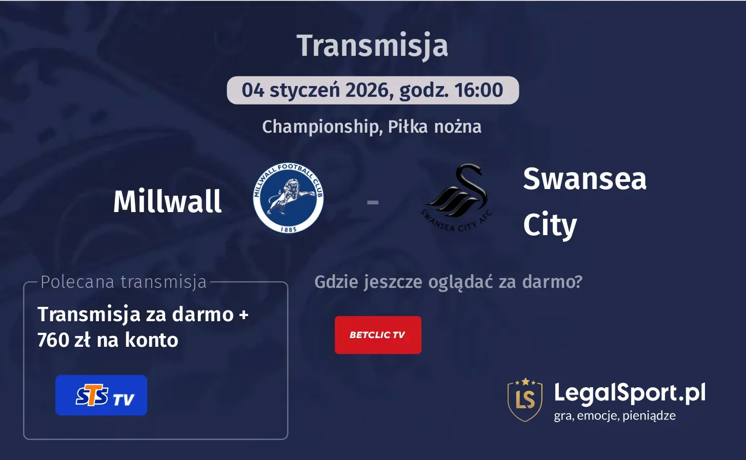 Millwall - Swansea City Transmisje