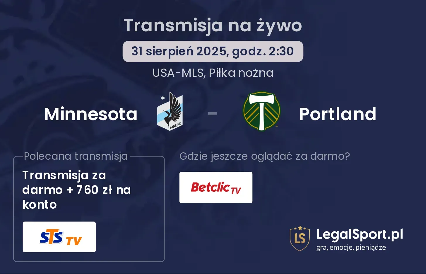 Minnesota - Portland transmisja na żywo