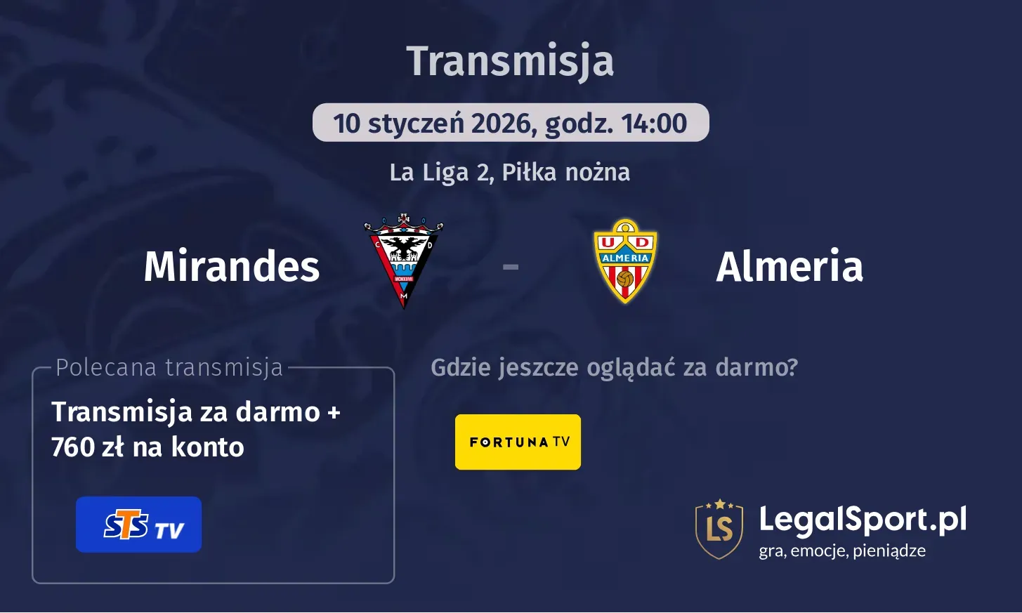 Mirandes - Almeria Transmisje