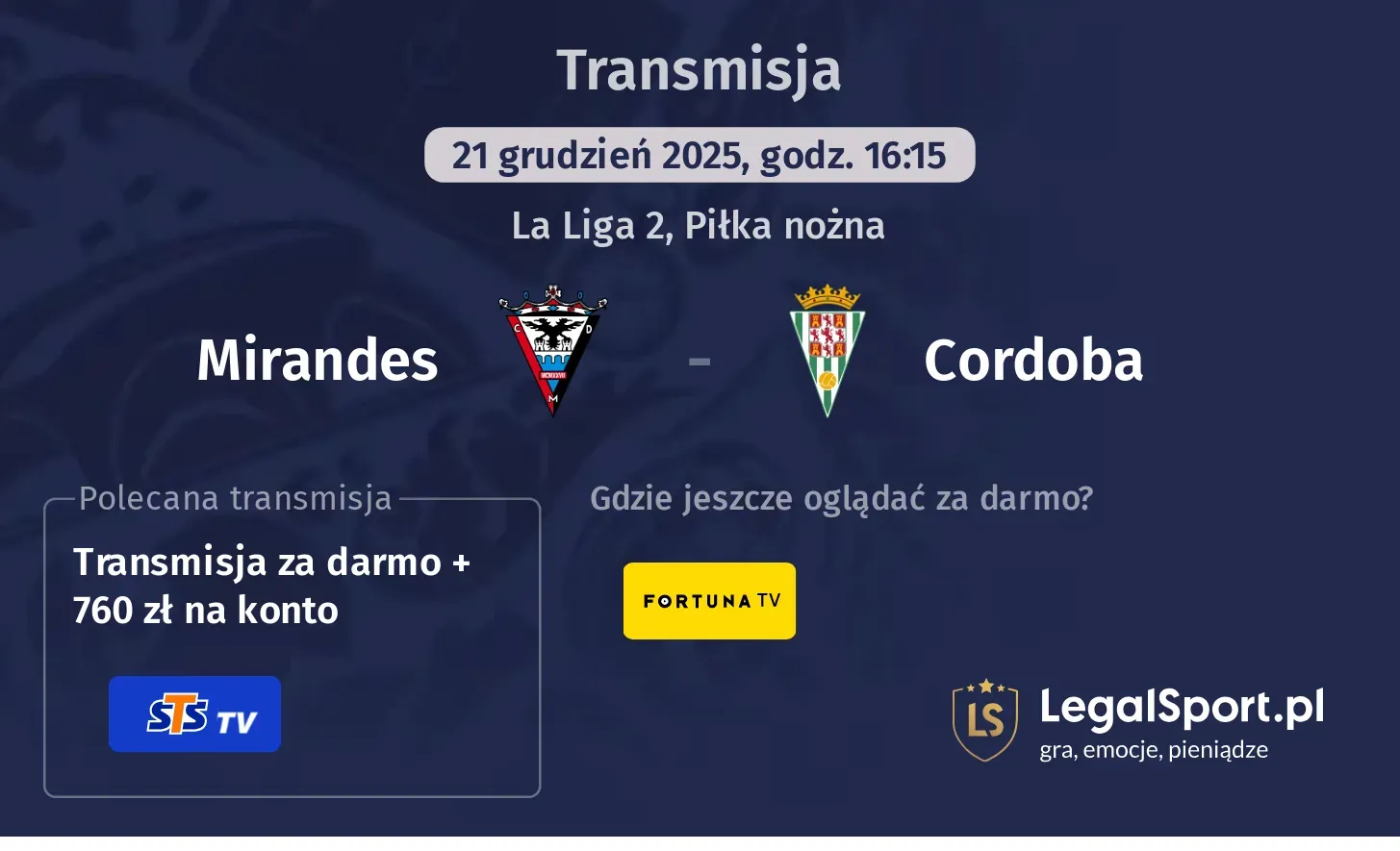 Mirandes - Cordoba Transmisje
