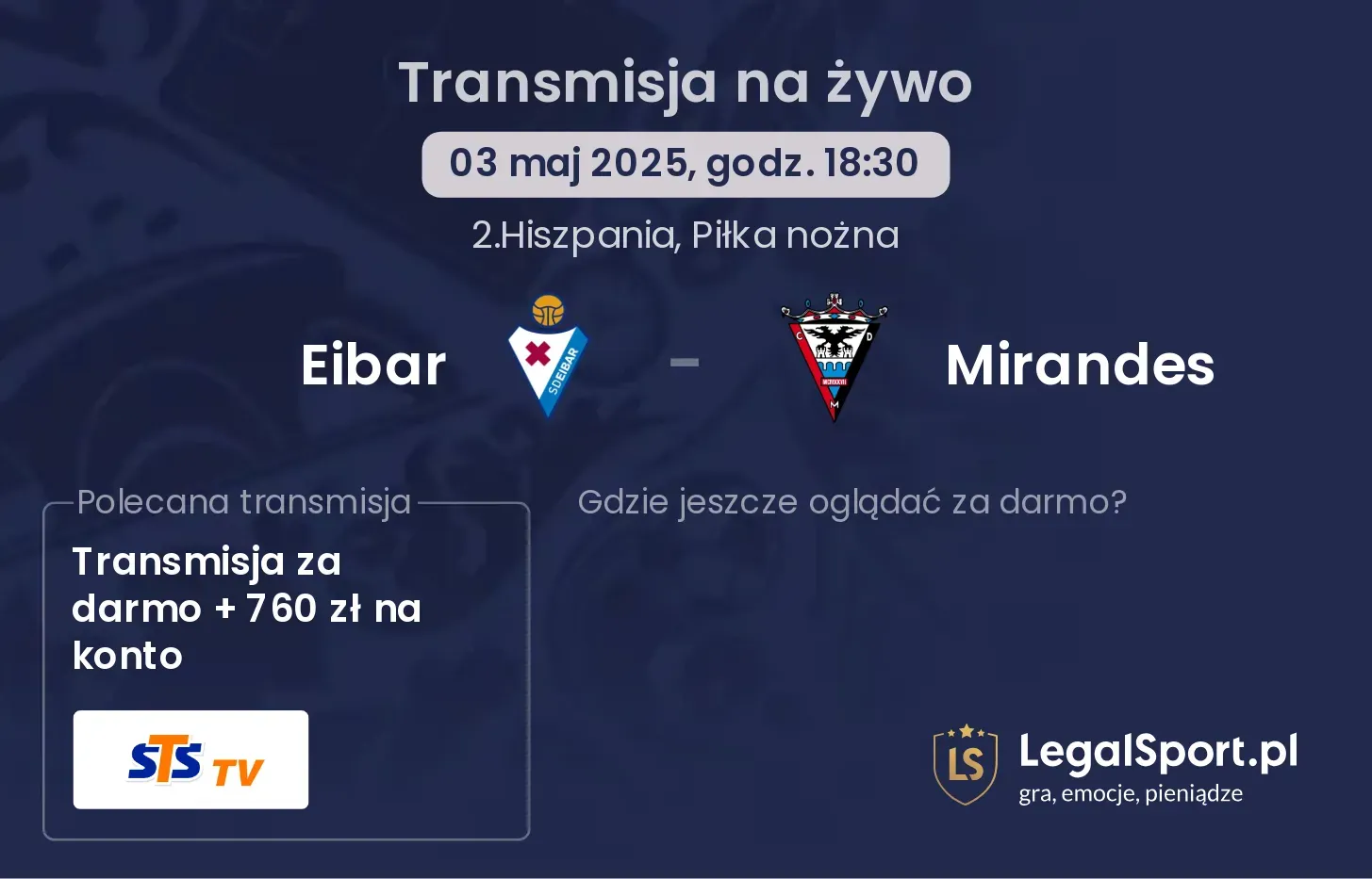 Eibar - Mirandes gdzie oglądać transmisję?