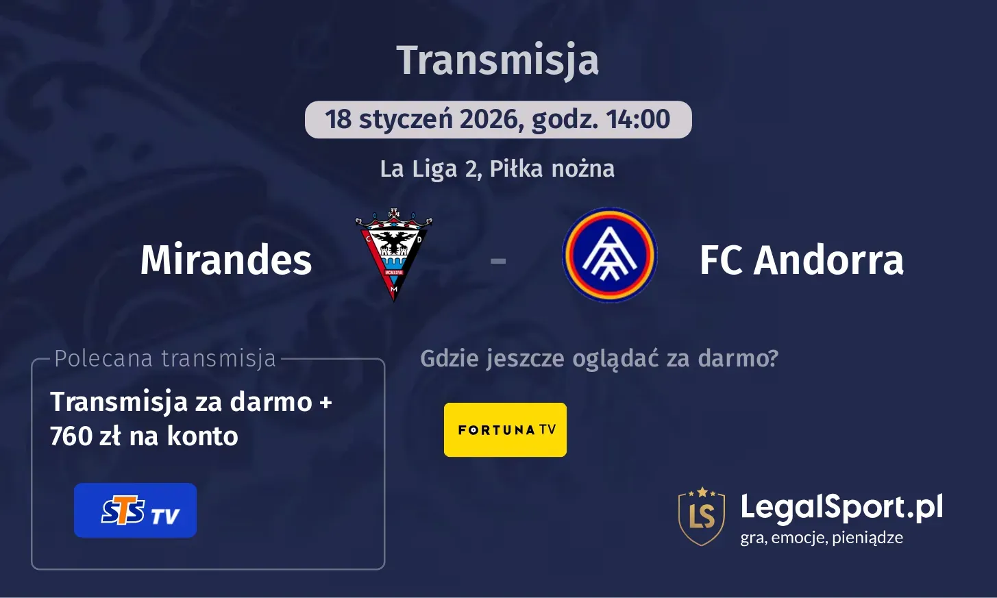 Mirandes - FC Andorra Transmisje