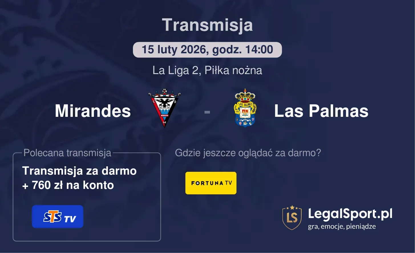 Mirandes - Las Palmas Transmisje