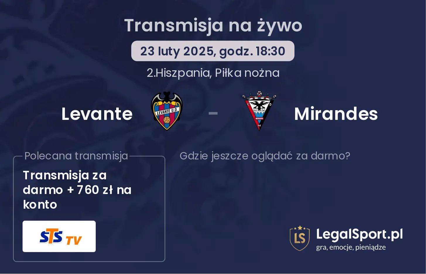 Levante - Mirandes gdzie oglądać?