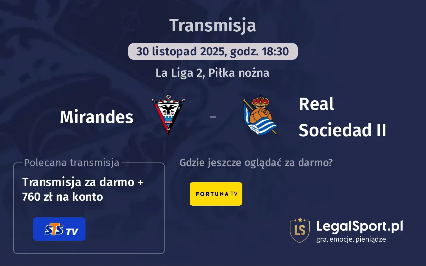 Mirandes - Real Sociedad II Transmisje