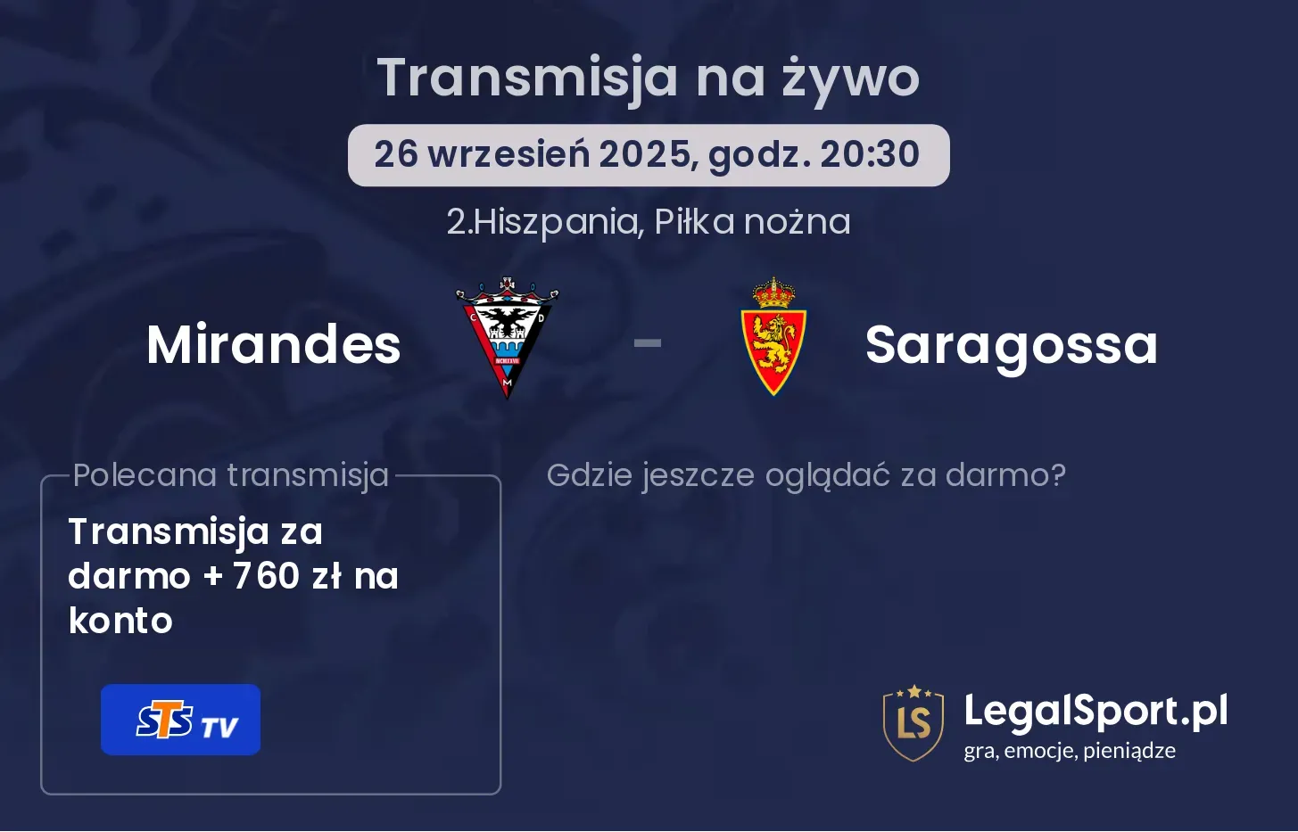 Mirandes - Saragossa gdzie oglądać?