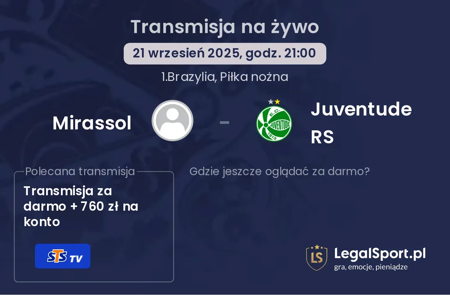 Mirassol - Juventude RS gdzie oglądać?