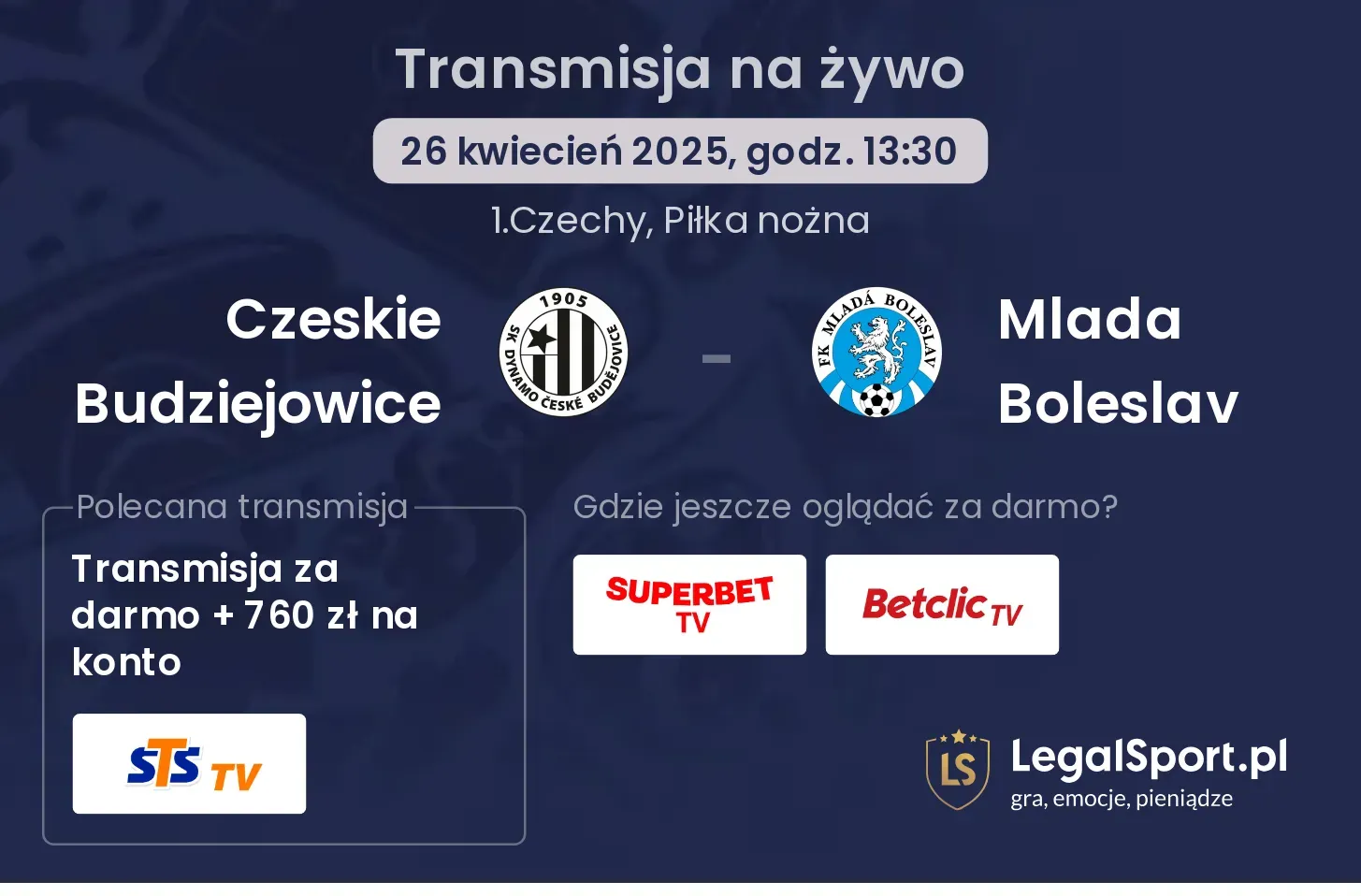 Czeskie Budziejowice - Mlada Boleslav  gdzie oglądać transmisję?