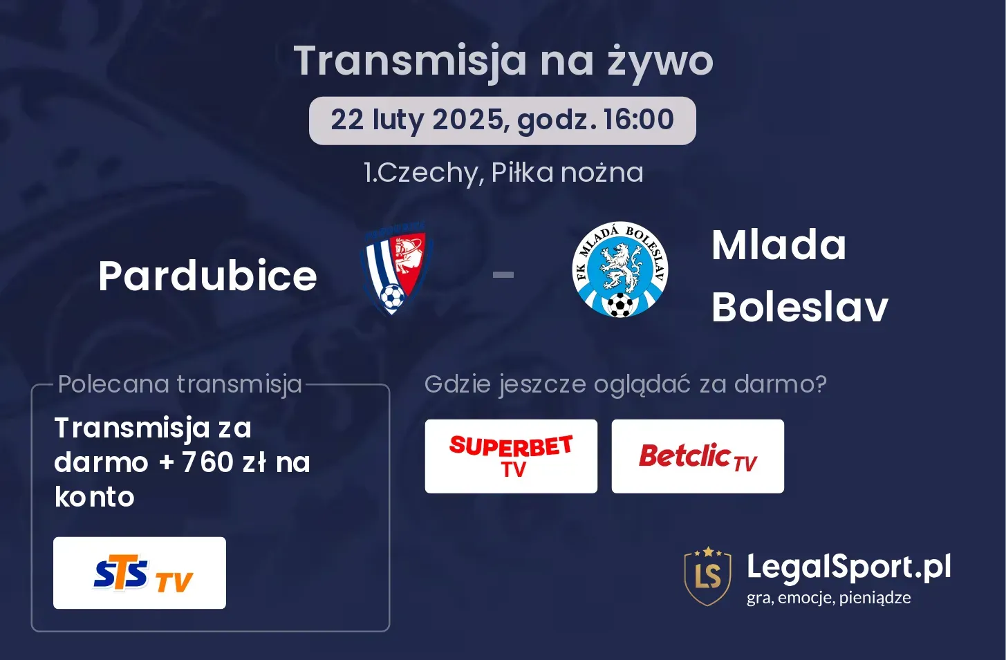 Pardubice - Mlada Boleslav  gdzie oglądać transmisję?