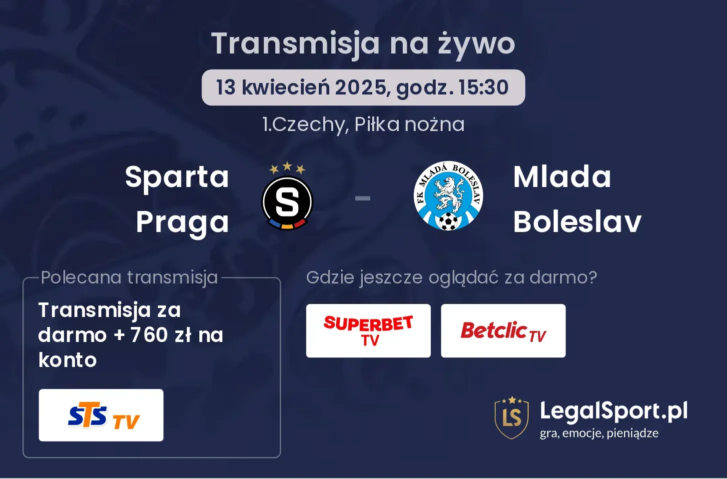 Sparta Praga - Mlada Boleslav  gdzie oglądać?