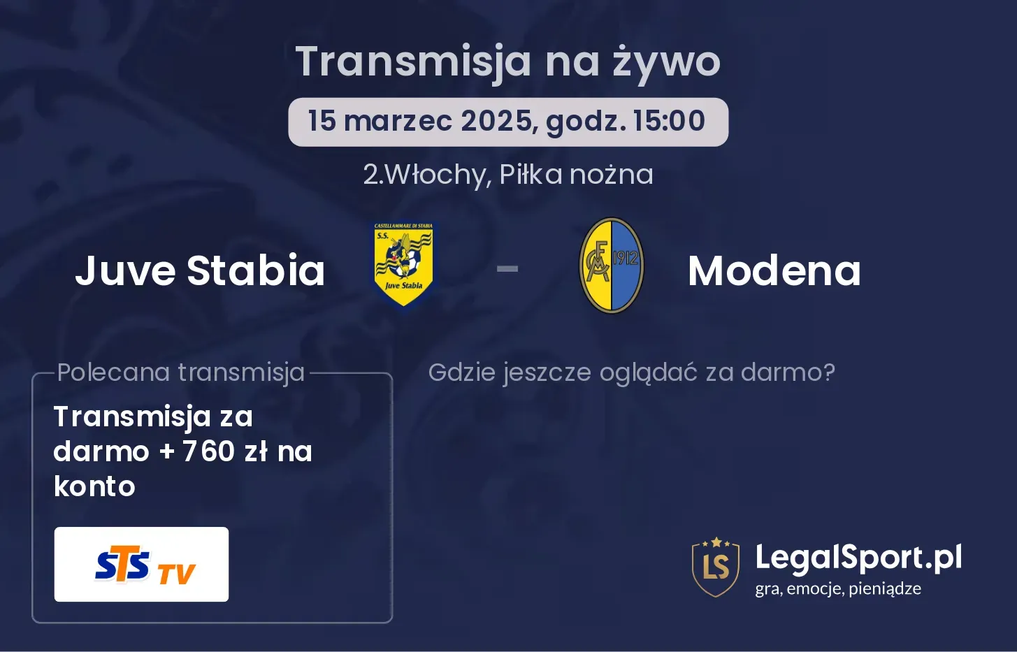 Juve Stabia - Modena gdzie oglądać transmisję?