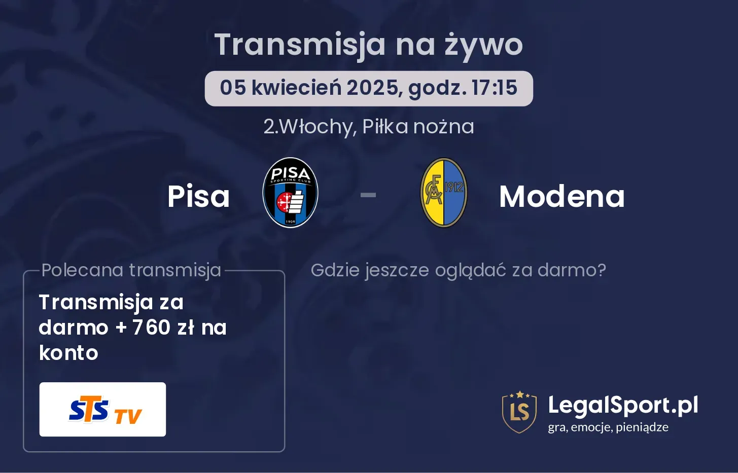 Pisa - Modena gdzie oglądać?