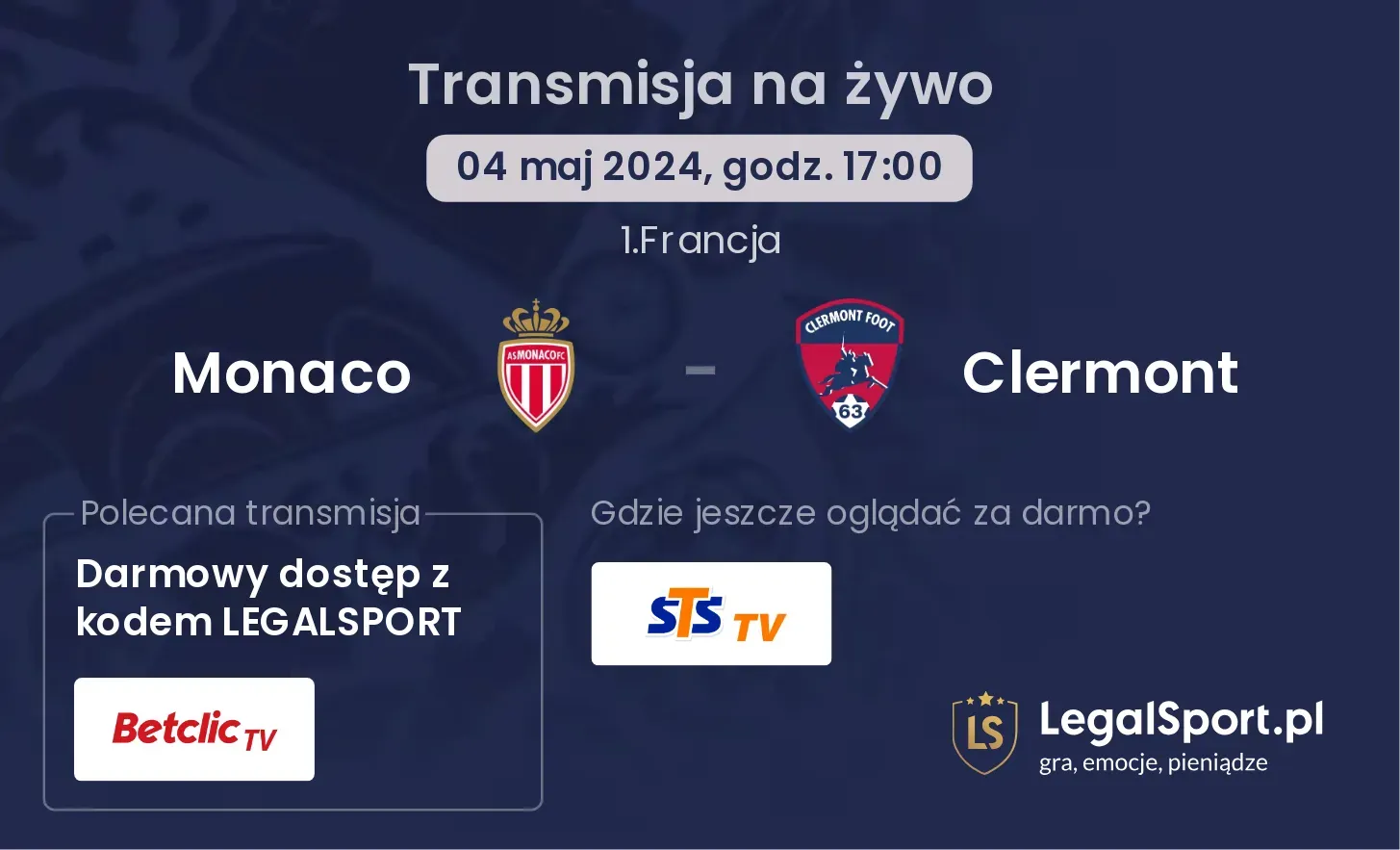 Monaco - Clermont transmisja na żywo