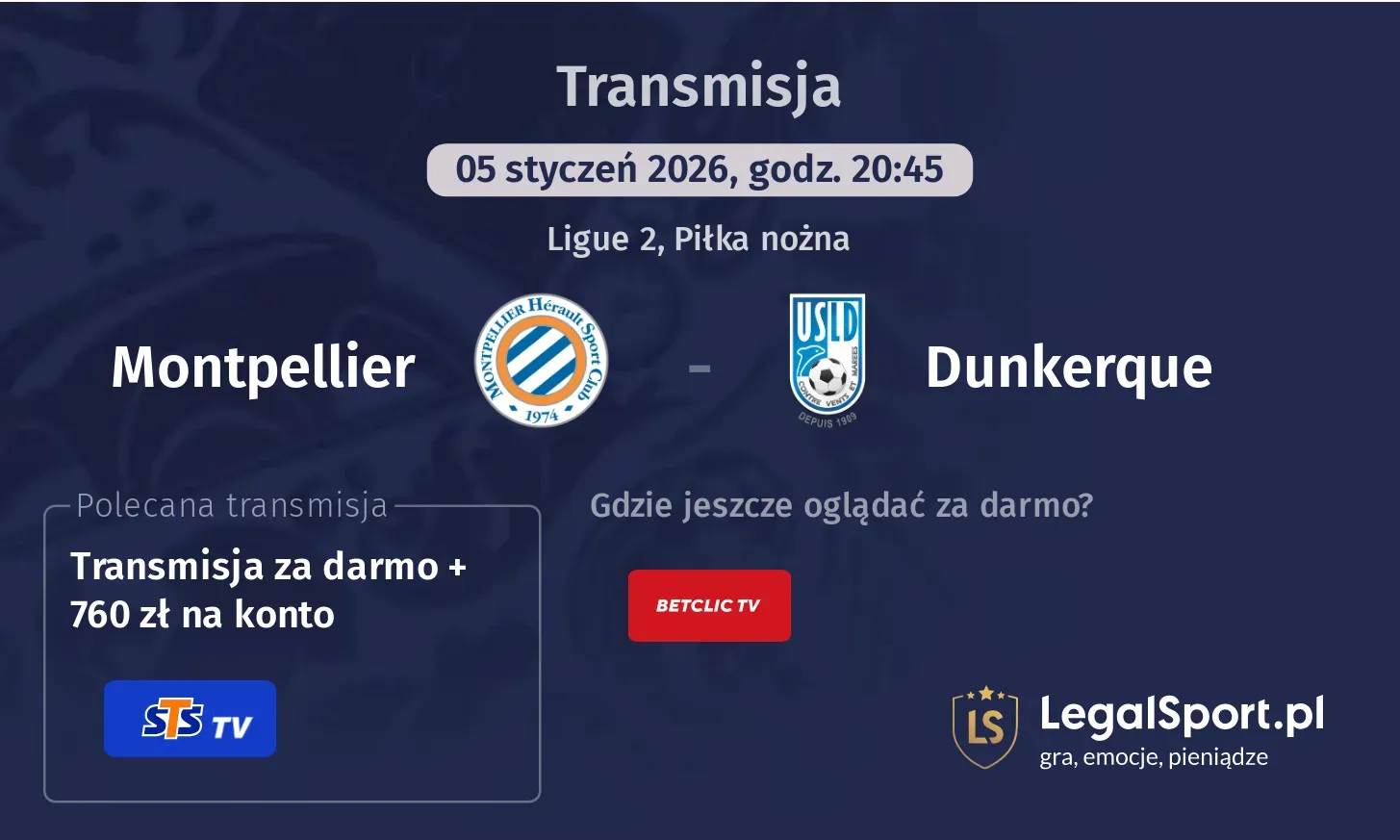 Montpellier - Dunkerque Transmisje