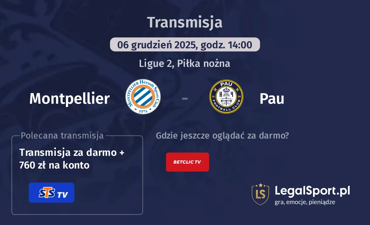 Montpellier - Pau Transmisje