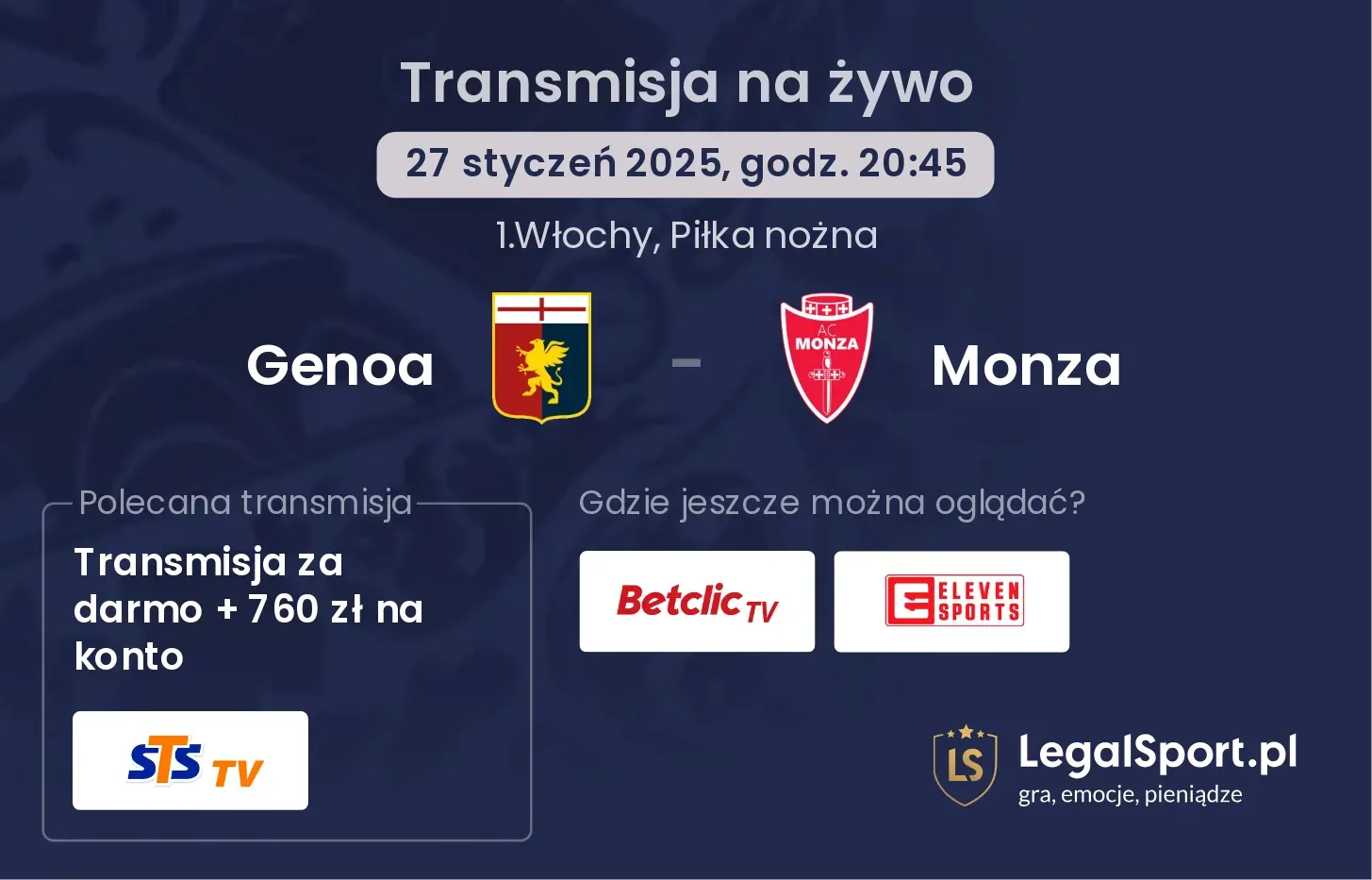 Genoa - Monza gdzie oglądać?