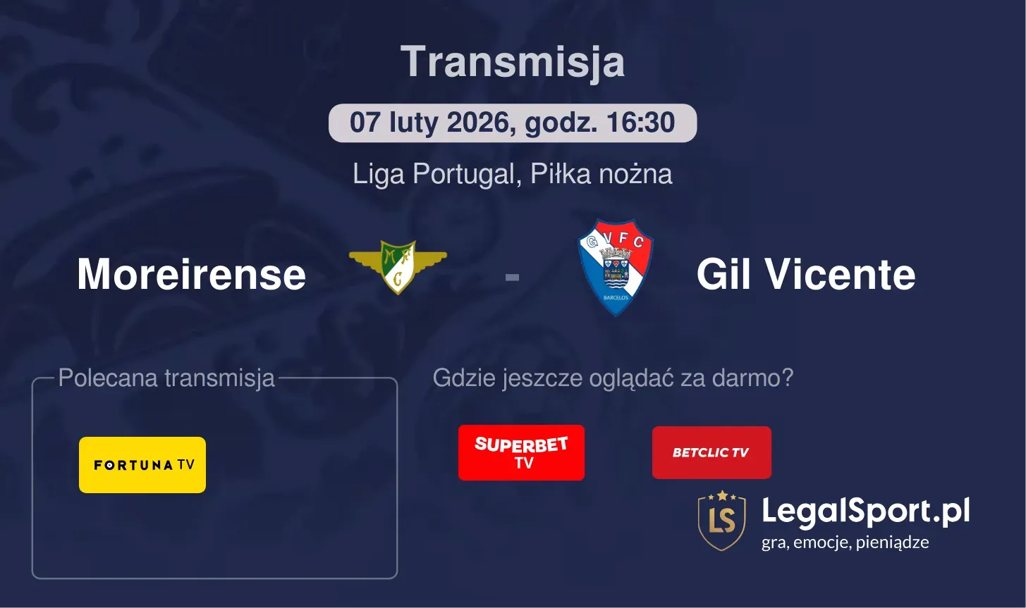 Moreirense - Gil Vicente Transmisje