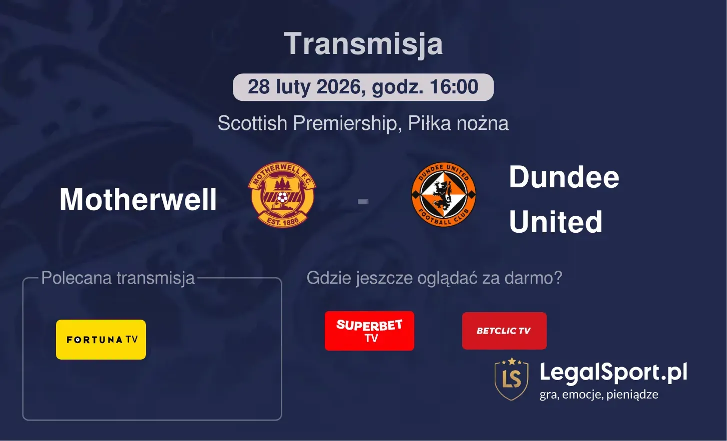 Motherwell - Dundee United Transmisje