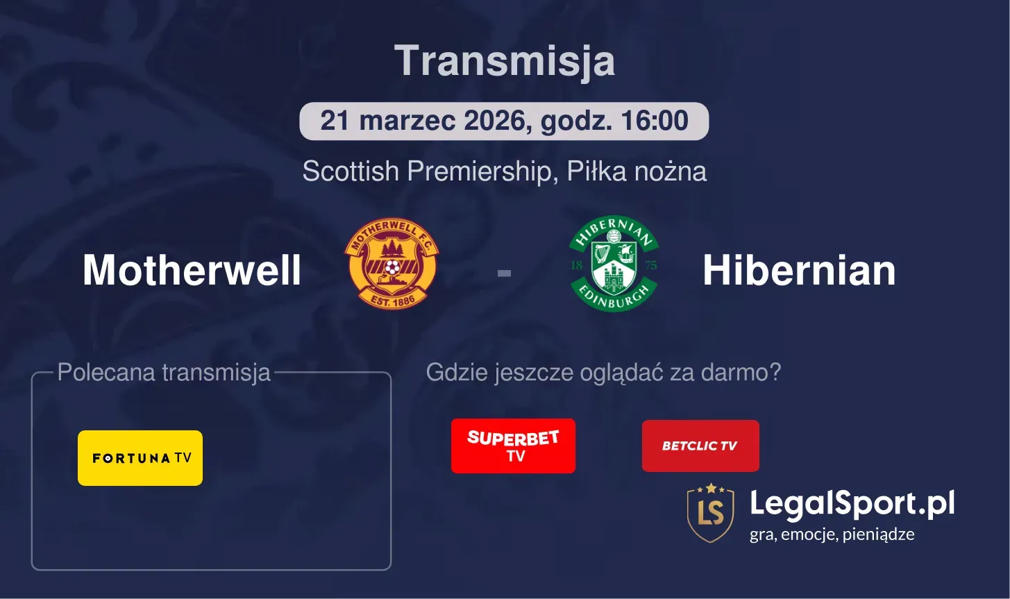 Motherwell - Hibernian Transmisje