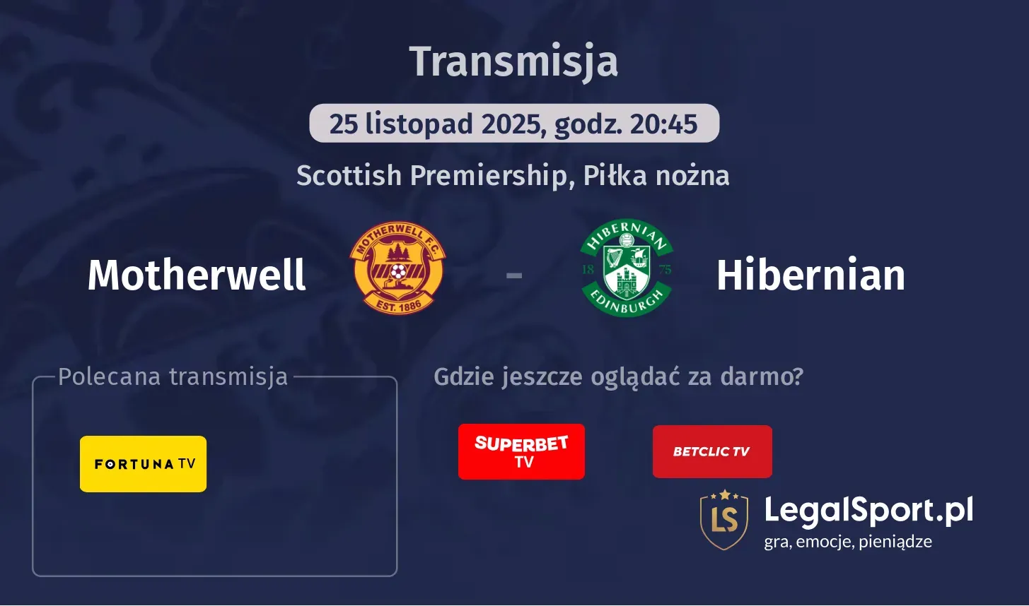 Motherwell - Hibernian Transmisje