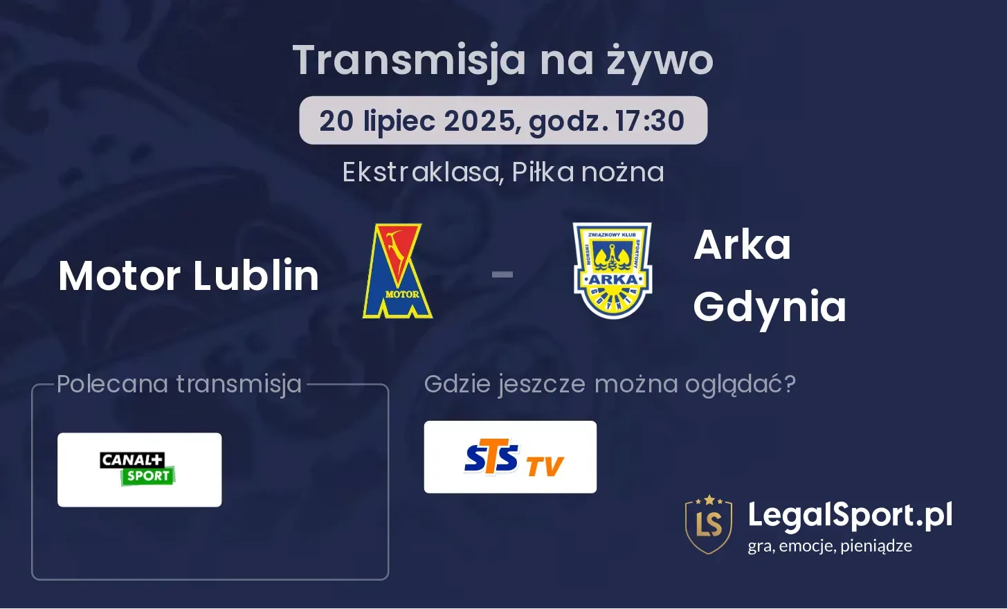 Motor Lublin - Arka Gdynia gdzie oglądać?