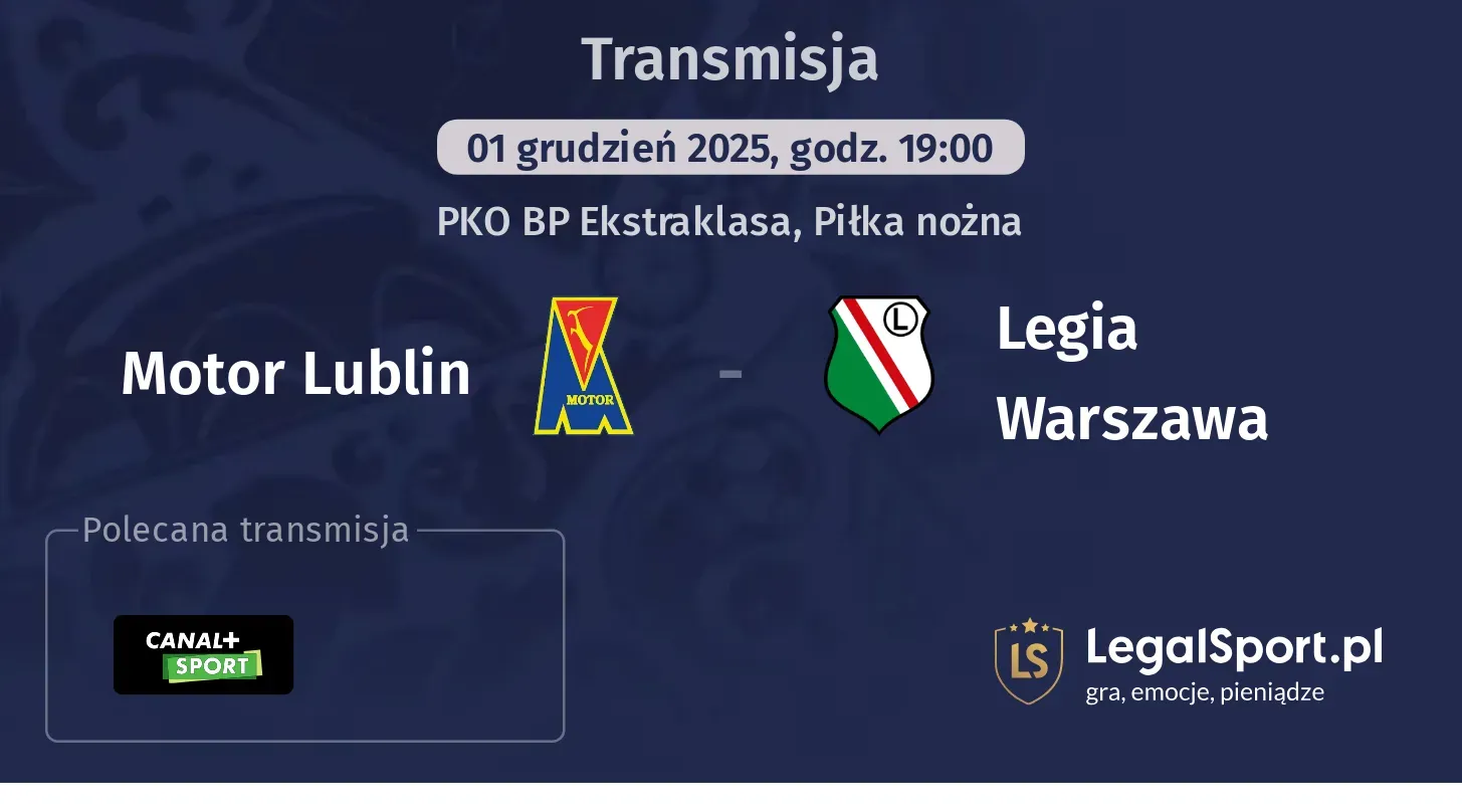 Motor Lublin - Legia Warszawa Transmisje