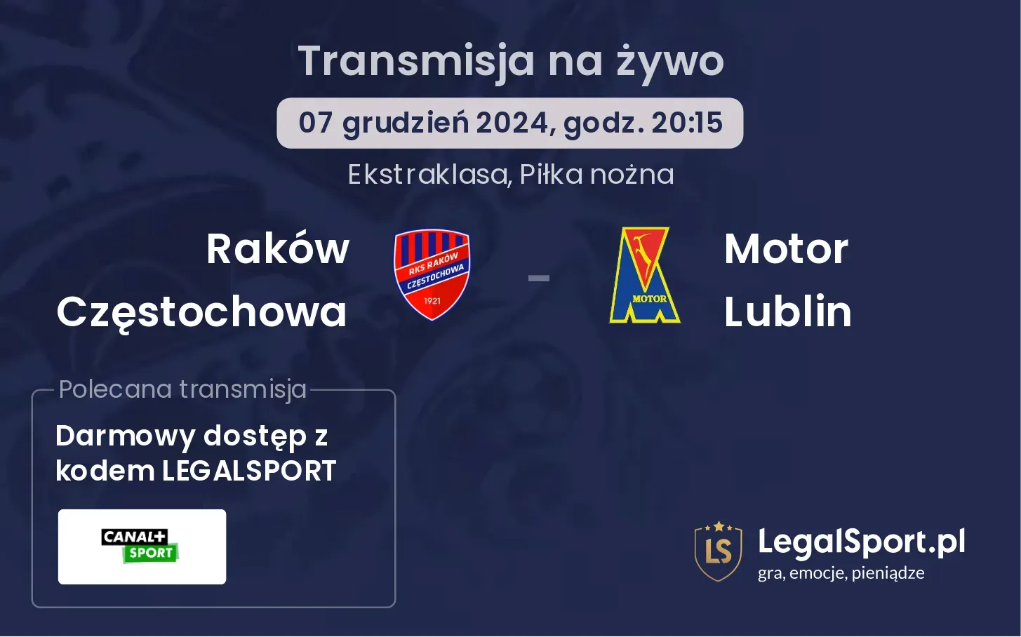 Raków Częstochowa - Motor Lublin gdzie oglądać?