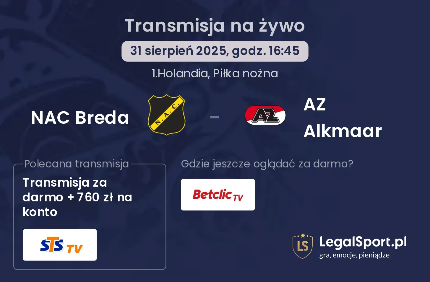 NAC Breda - AZ Alkmaar gdzie oglądać?