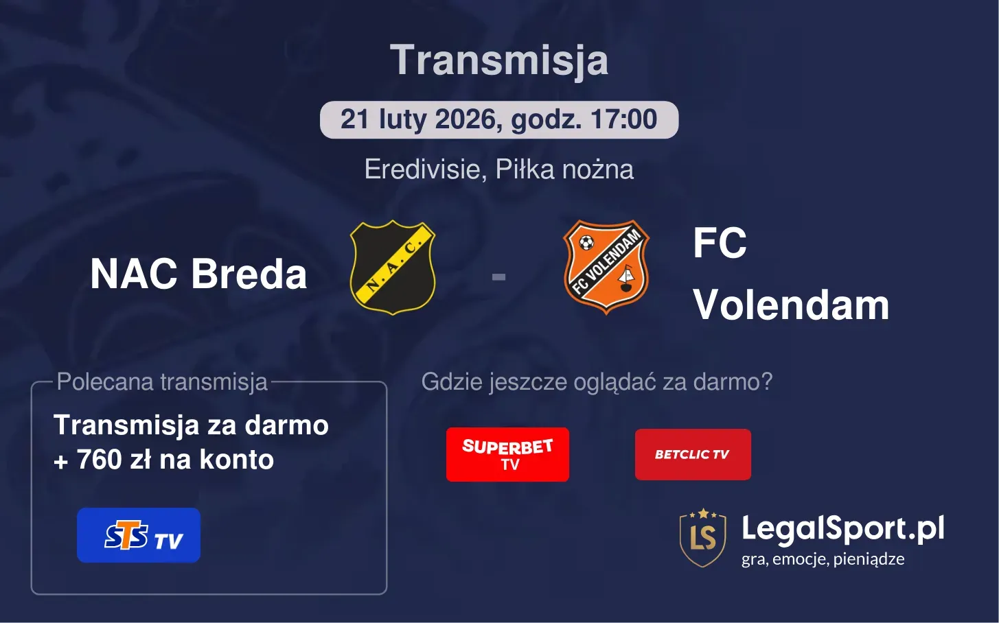 NAC Breda - FC Volendam Transmisje