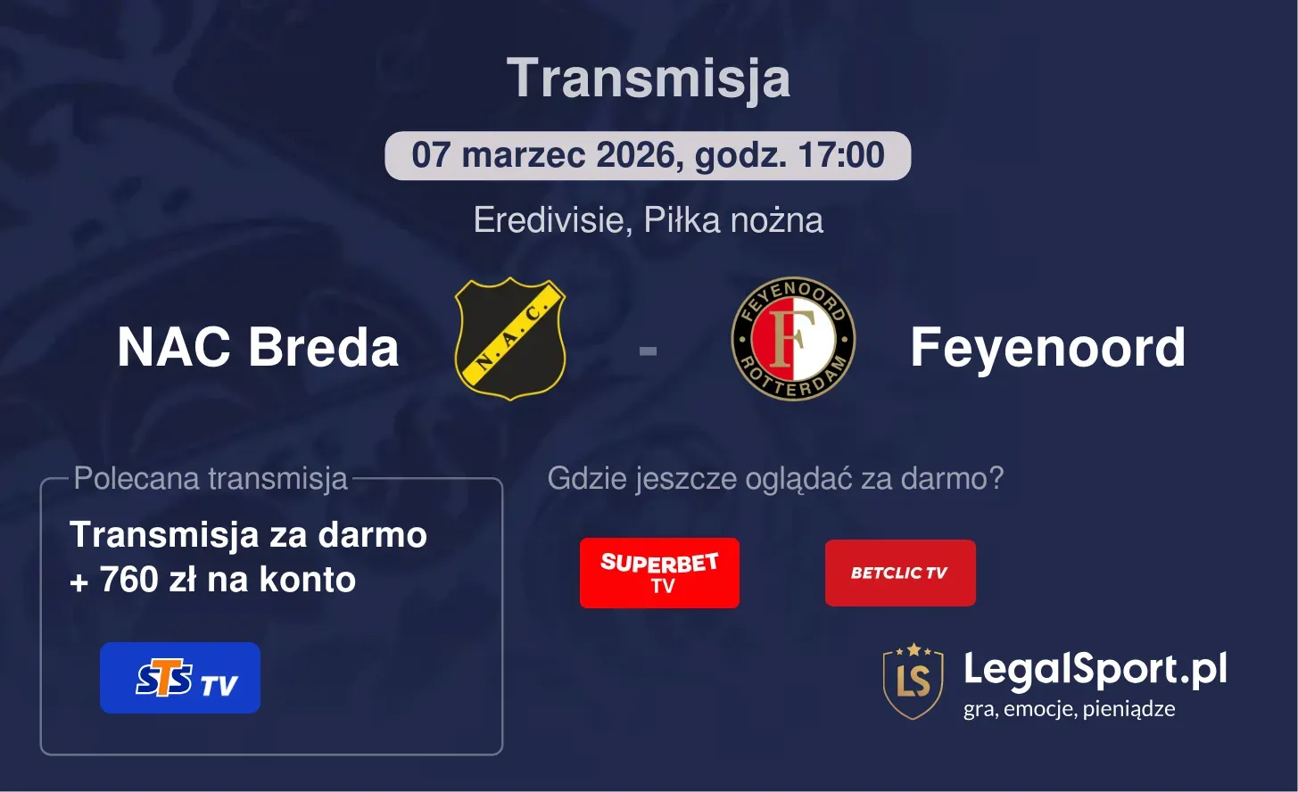 NAC Breda - Feyenoord Transmisje