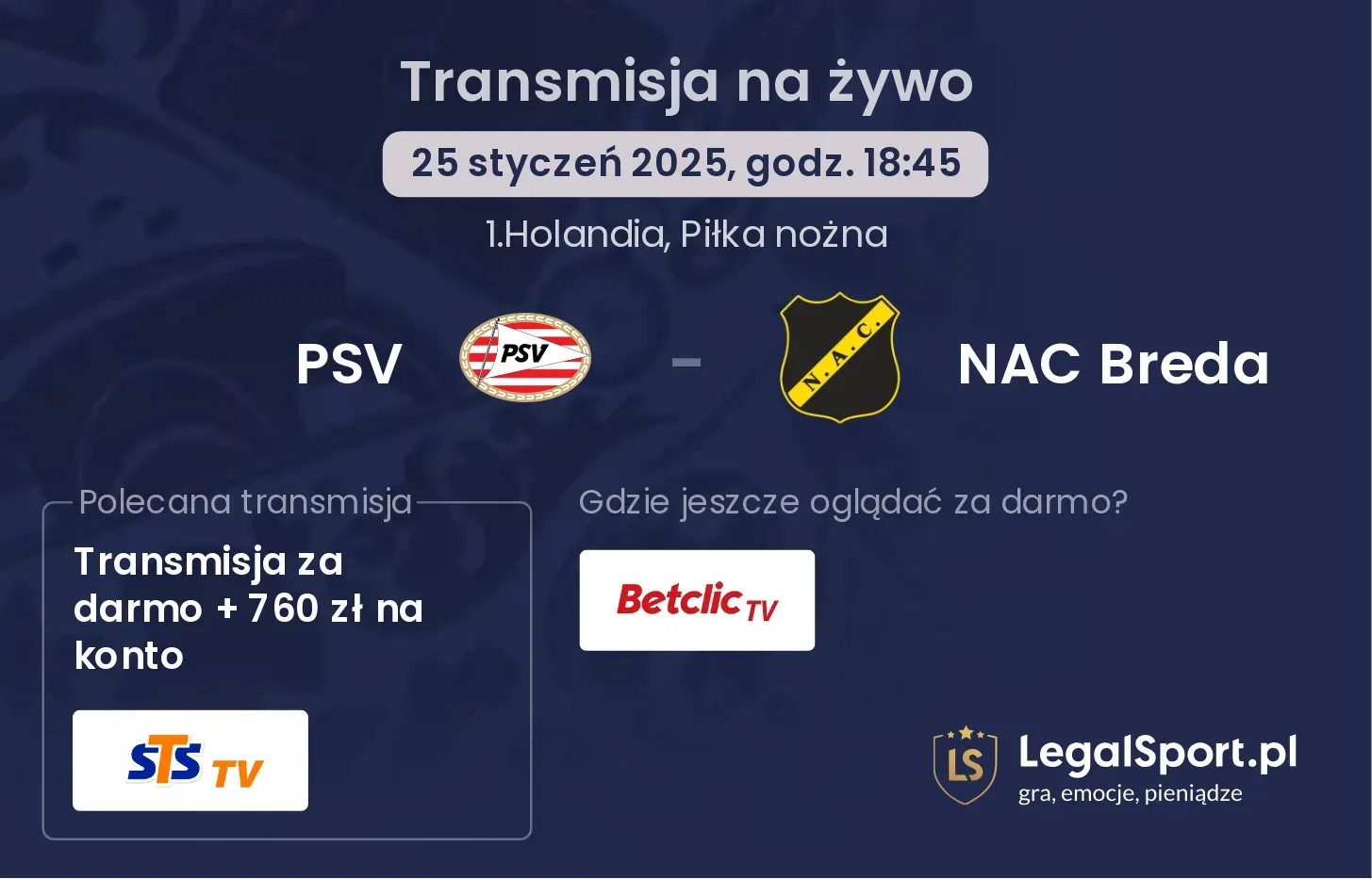 PSV - NAC Breda gdzie oglądać transmisję?