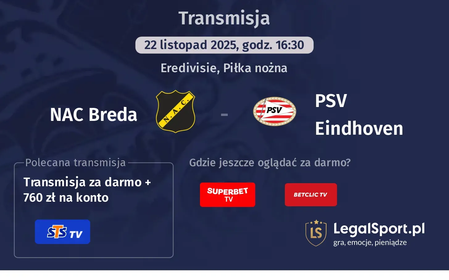 NAC Breda - PSV Eindhoven Transmisje