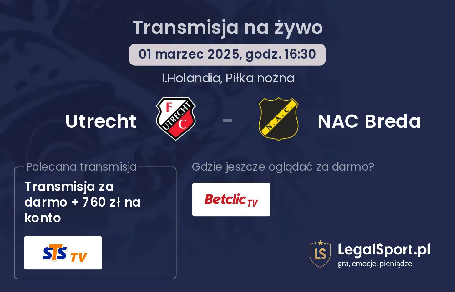 Utrecht - NAC Breda gdzie oglądać?