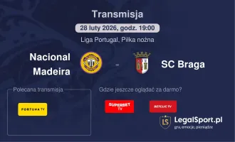 Nacional Madeira - SC Braga gdzie oglądać? (28.02)