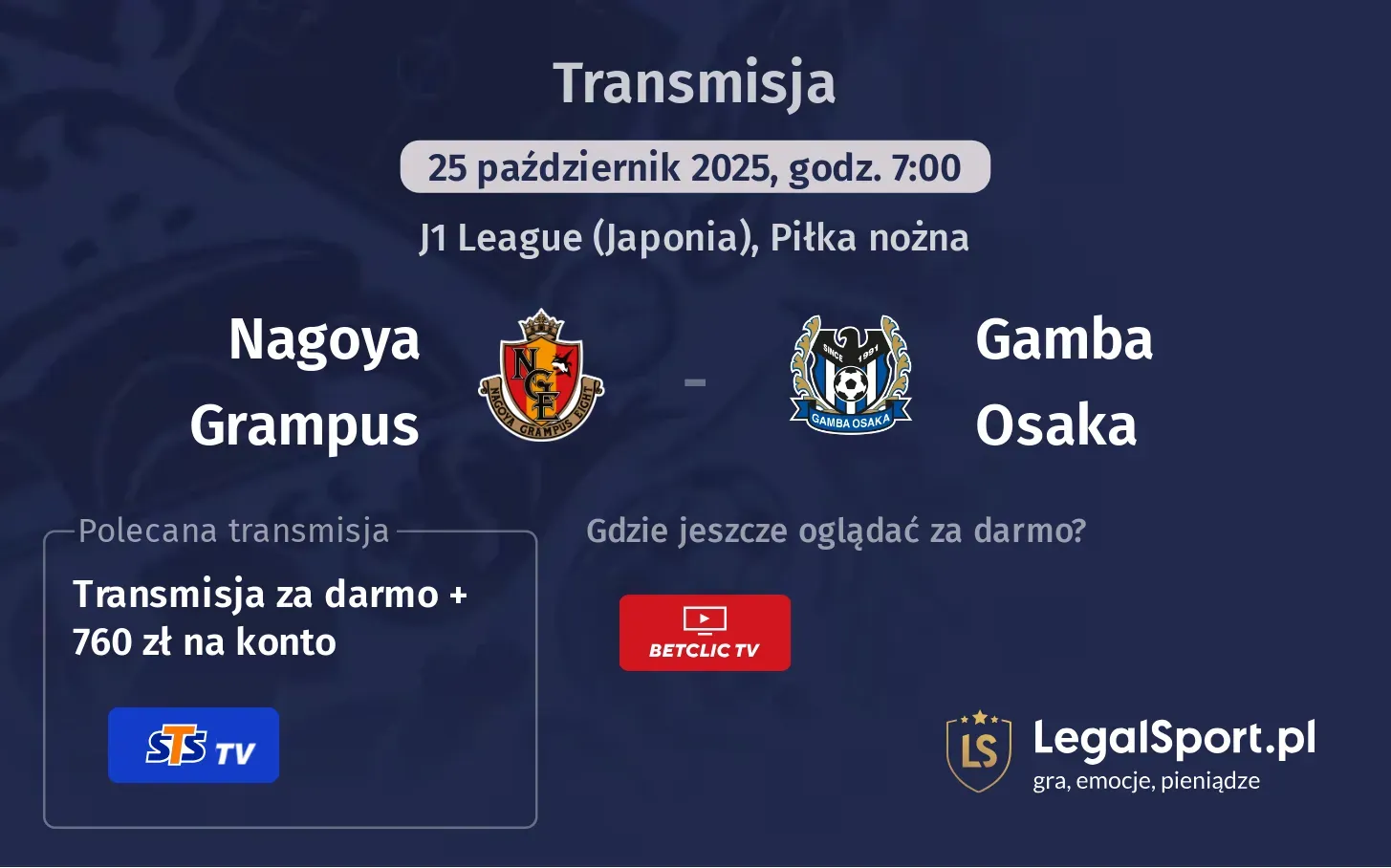 Nagoya Grampus - Gamba Osaka Transmisje