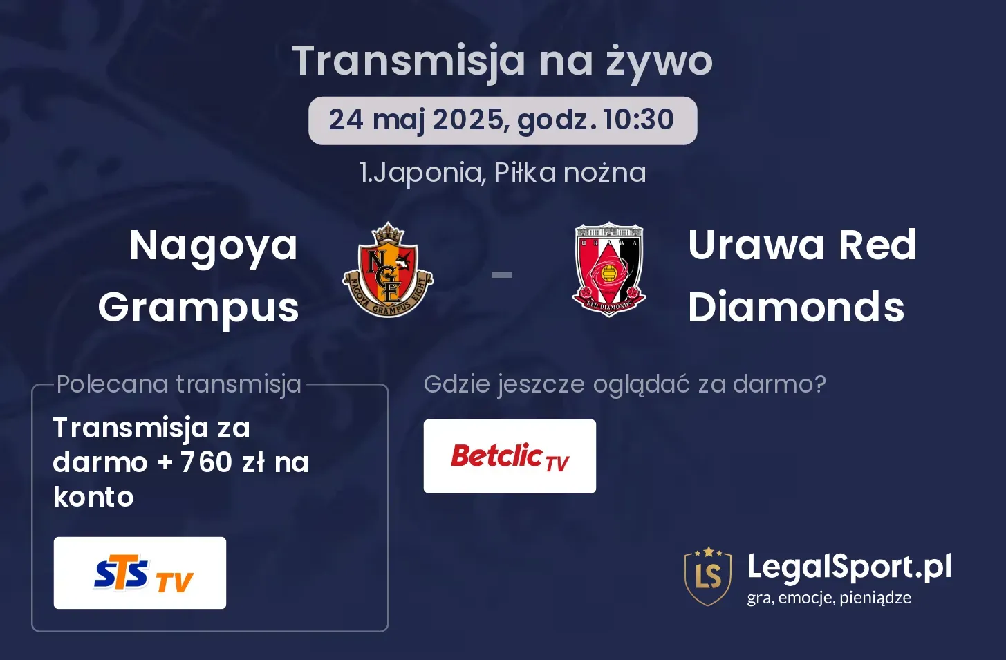 Nagoya Grampus - Urawa Red Diamonds transmisja na żywo