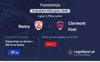 Nancy - Clermont Foot gdzie oglądać? (12.12)