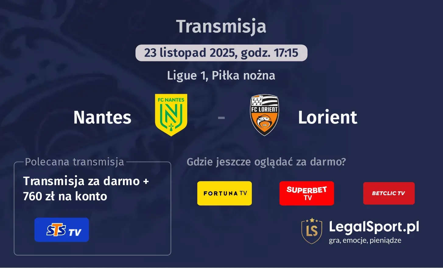 Nantes - Lorient Transmisje