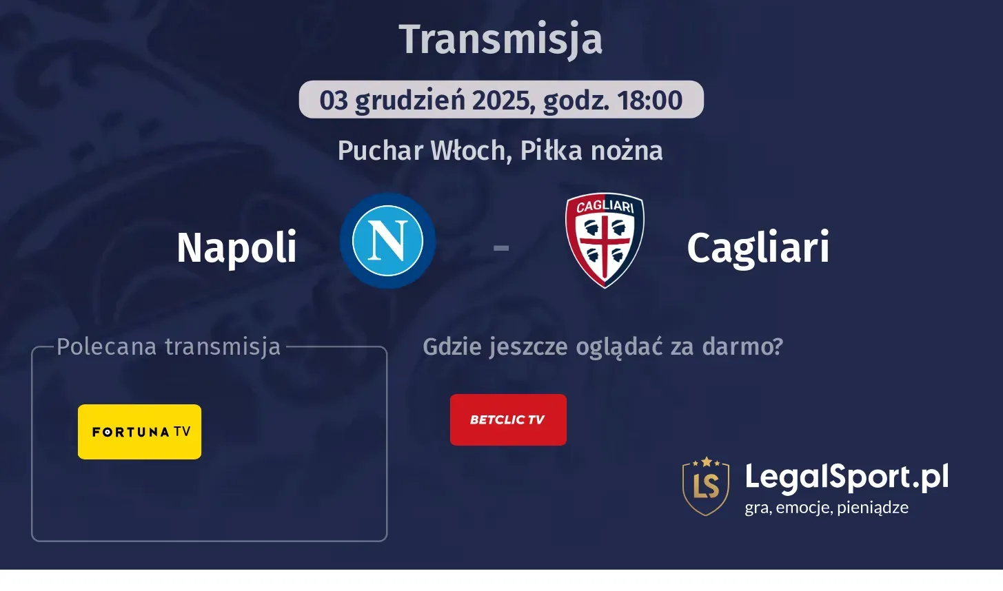 Napoli - Cagliari Transmisje