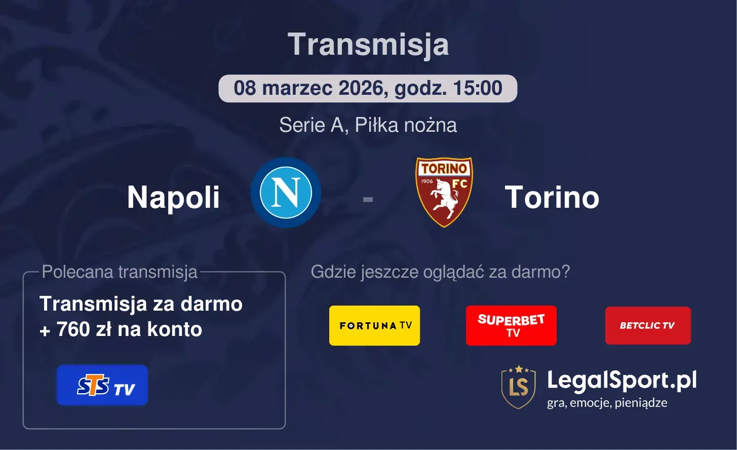 Napoli - Torino Transmisje