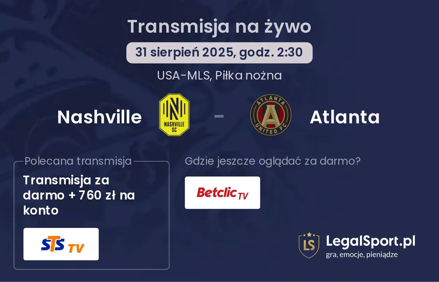 Nashville - Atlanta gdzie oglądać?