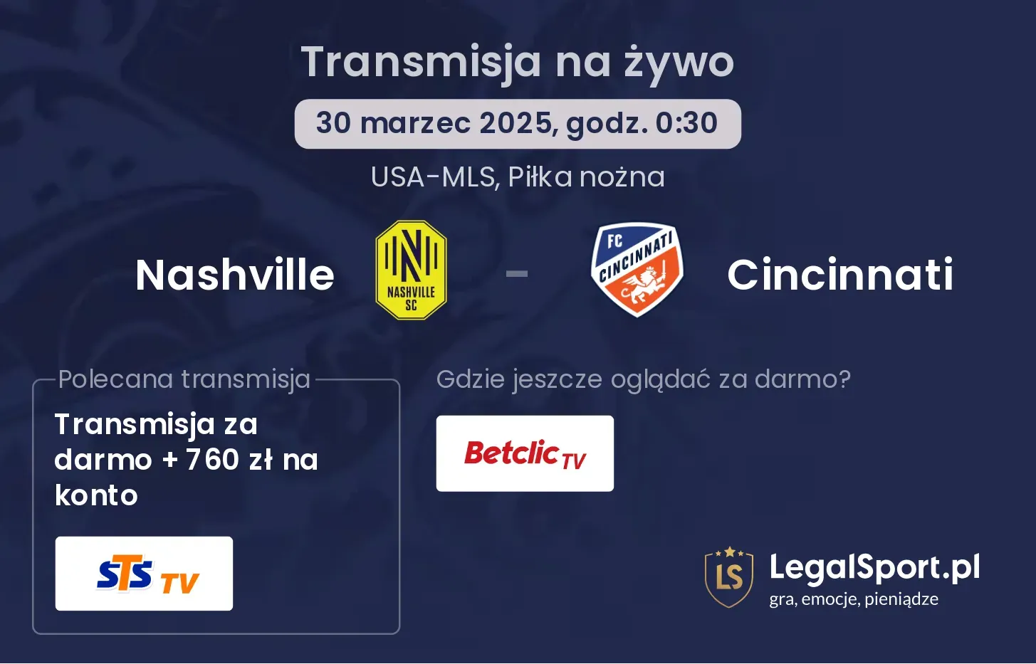 Nashville - Cincinnati gdzie oglądać?