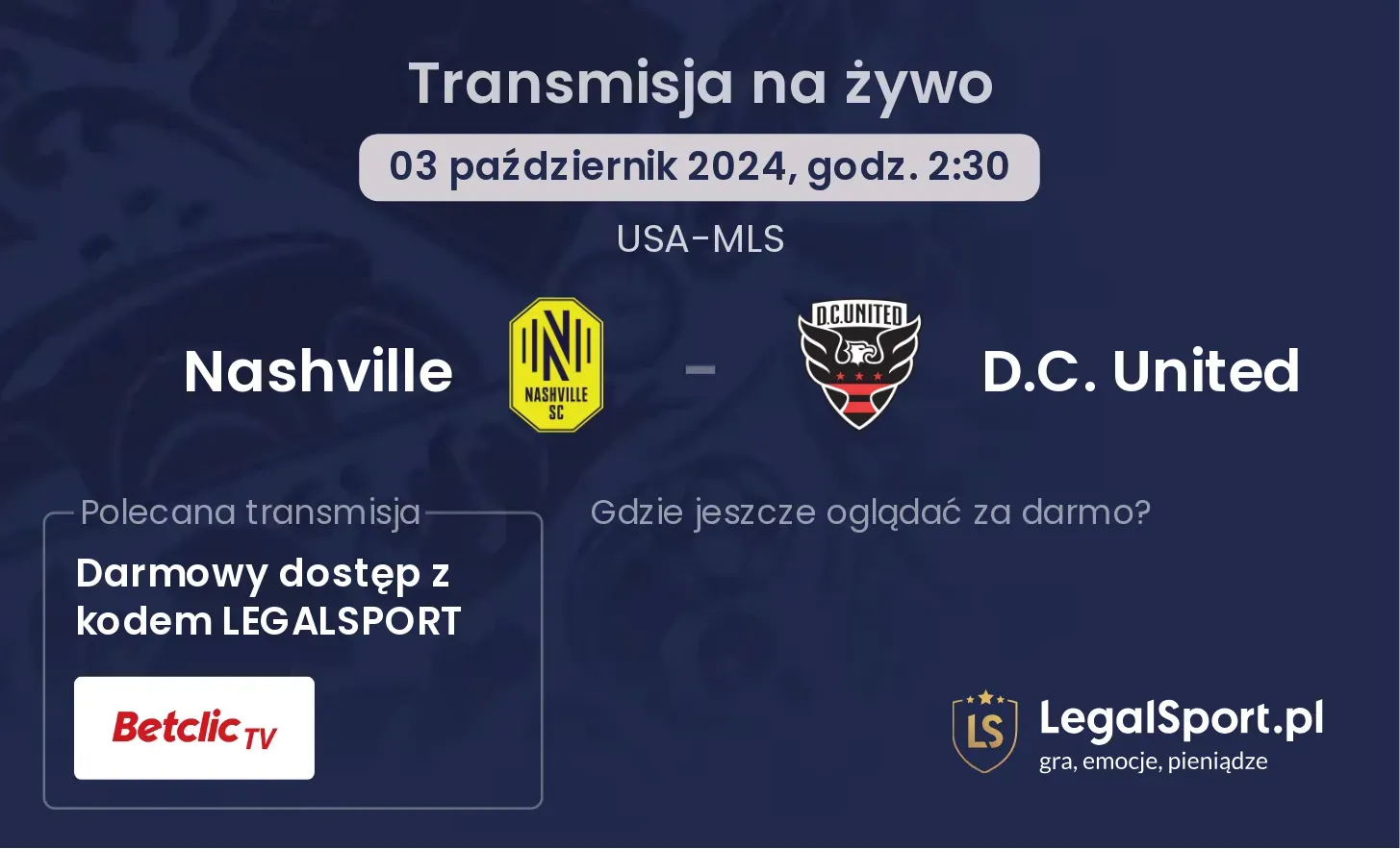 Nashville - D.C. United gdzie oglądać? 03.10, godz. 02:30