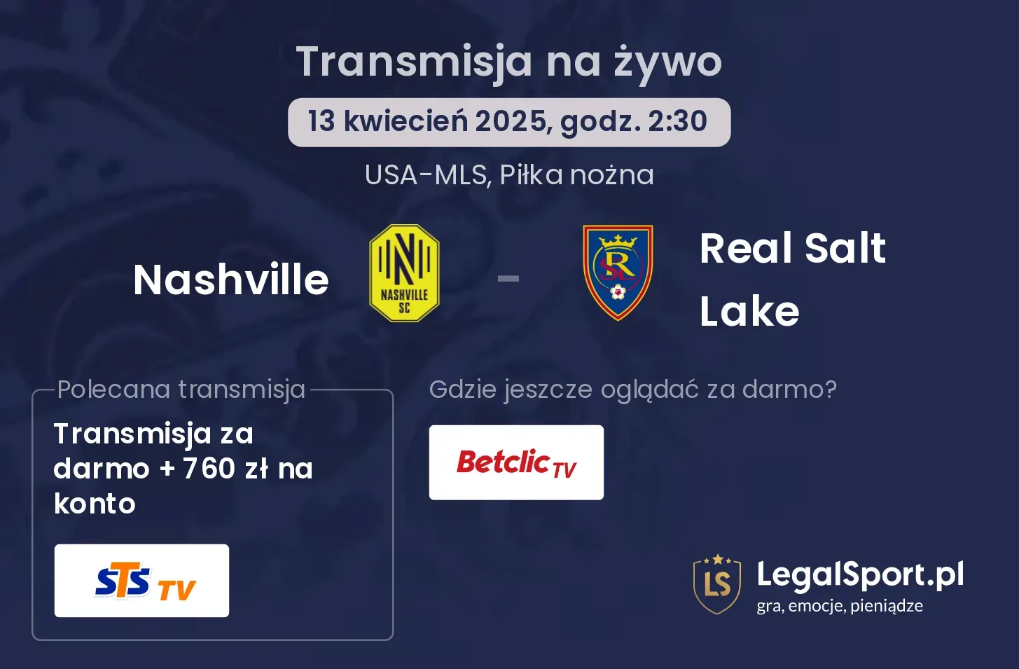 Nashville - Real Salt Lake gdzie oglądać?