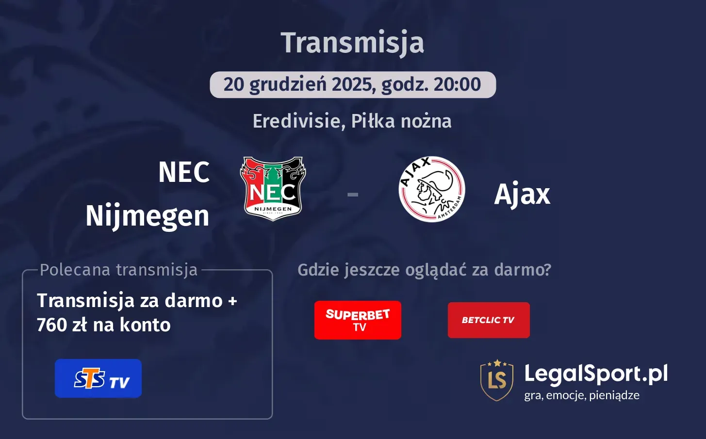 NEC Nijmegen - Ajax Transmisje