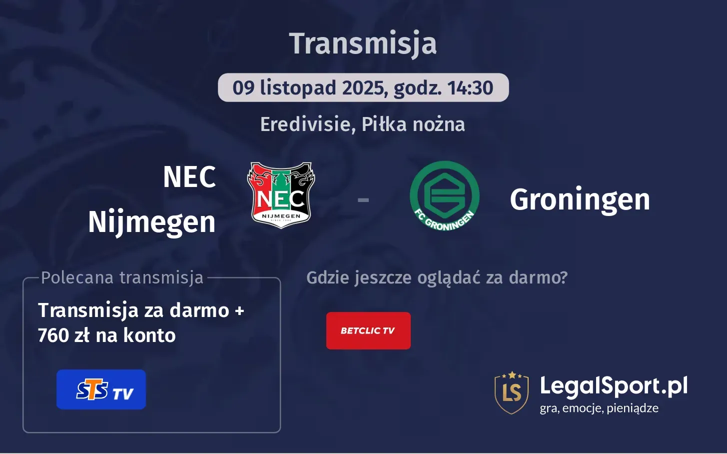 NEC Nijmegen - Groningen Transmisje