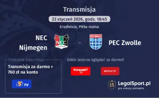 NEC Nijmegen - PEC Zwolle gdzie oglądać? (23.01)