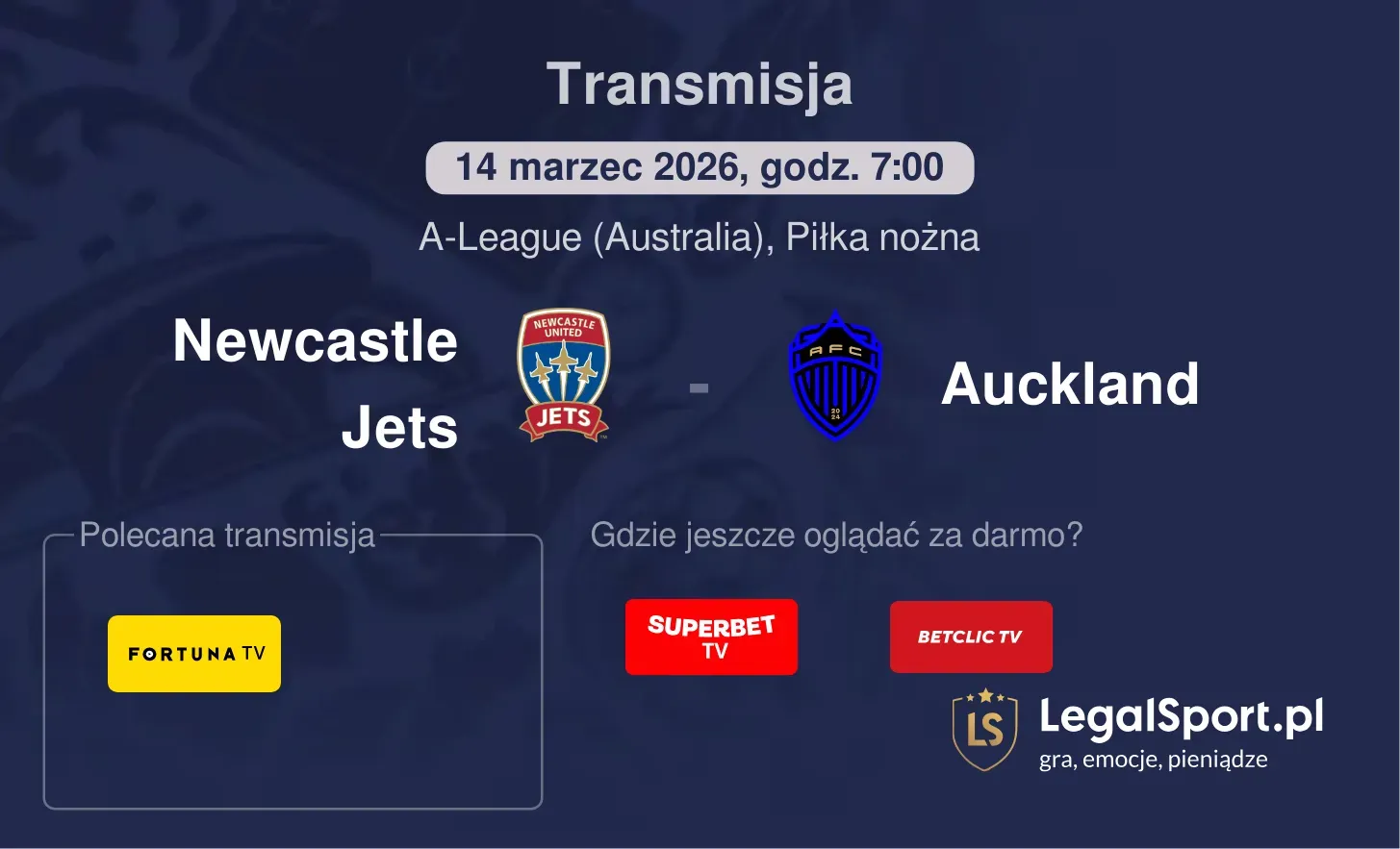 Newcastle Jets - Auckland Transmisje